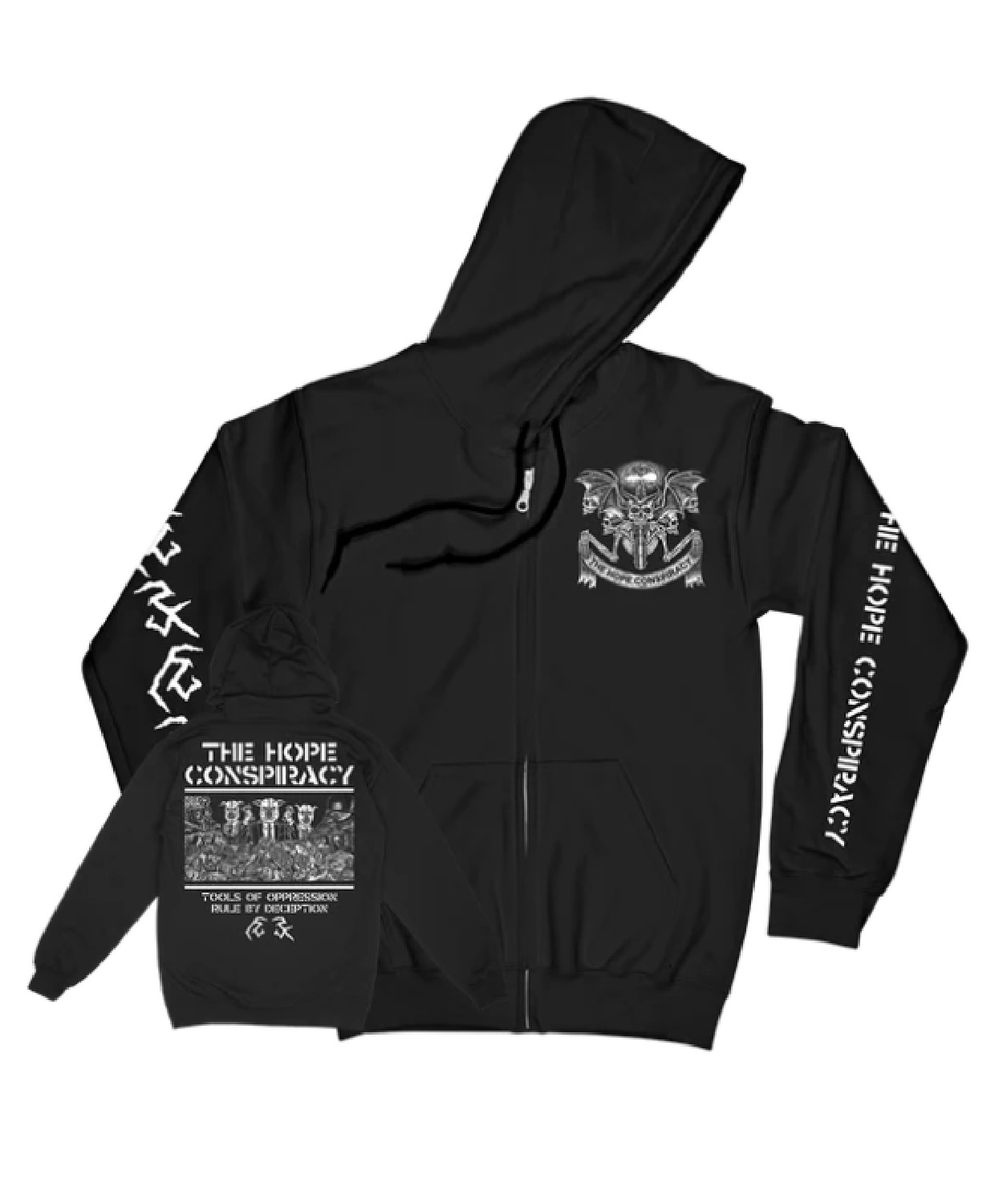 The Hope Conspiracy Tools Of Oppression Rule By Deception Black Premium Zip Up Sweatshirt