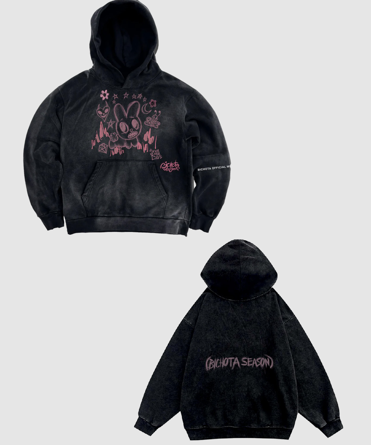 Bichota Season Bunny Washed Black Hoodie Karolg Shop