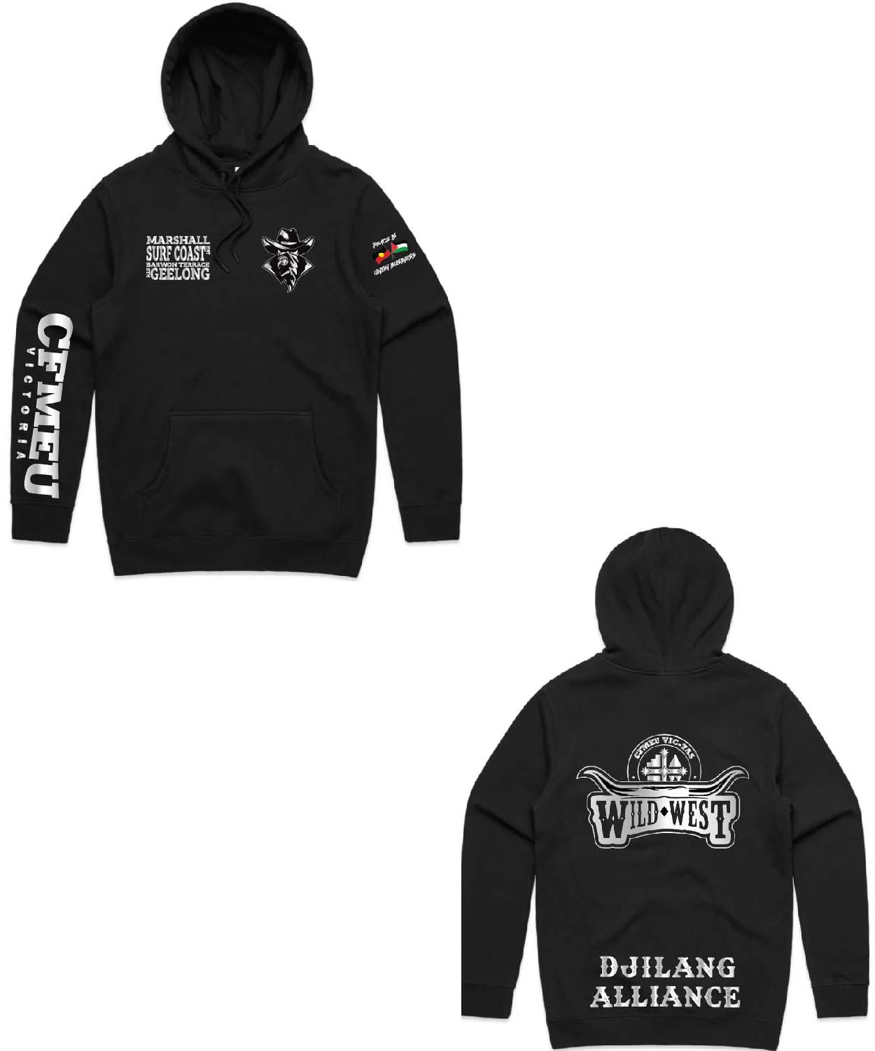 Geelong Rail Upgrade Black Hoodie Cfmeu Shop