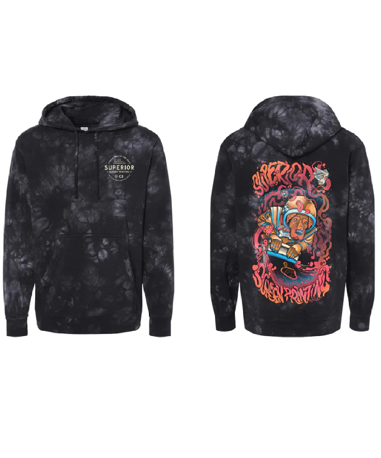 Superior Screen Printing Tie Dye Hooded Sweatshirt