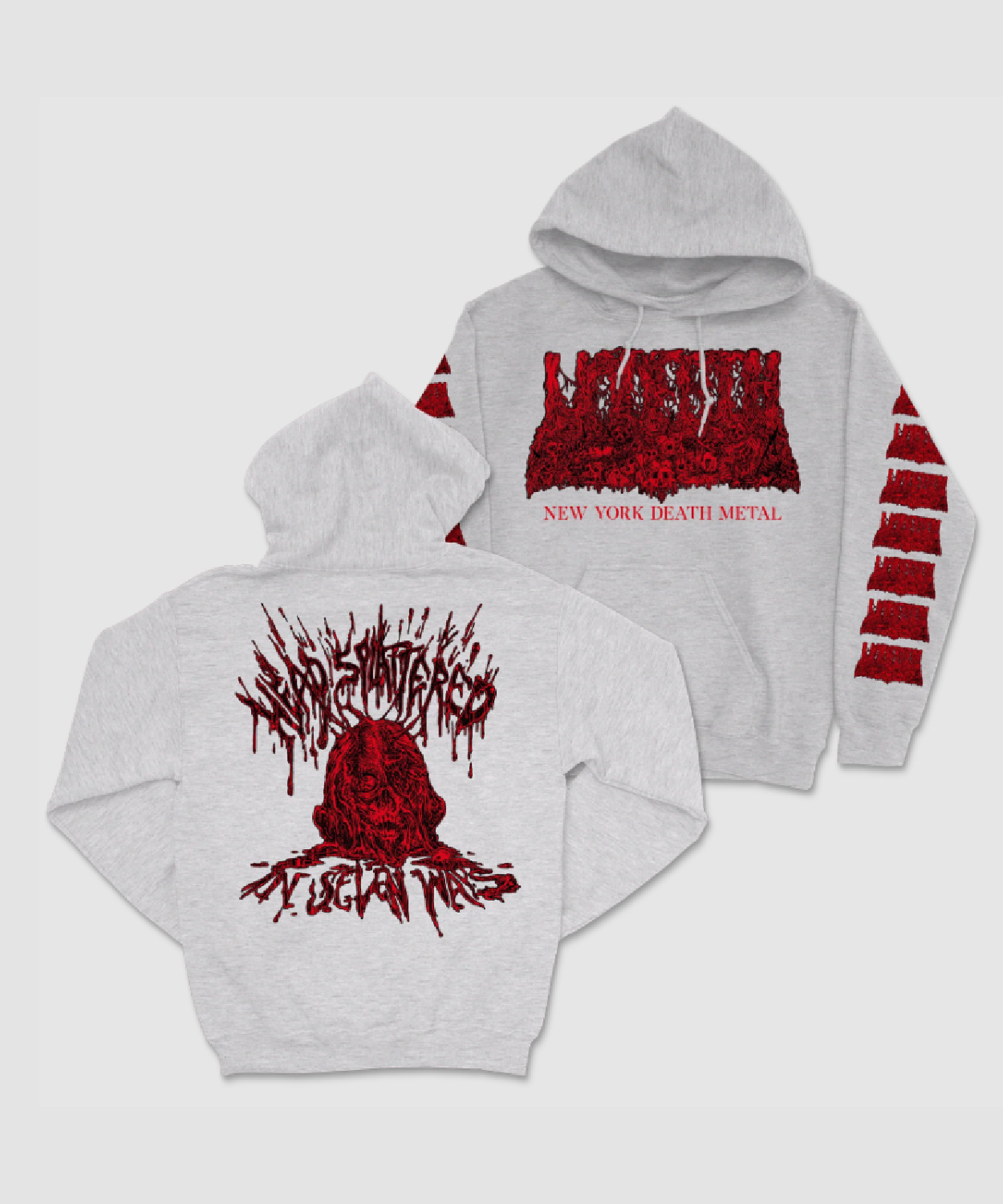 Head Splattered Red Print Hoodie Undeath Metal Shop