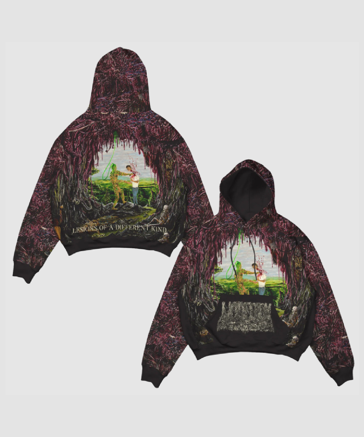 Lesions Of A Different Kind All Over Print Hoodie Undeath Metal Shop