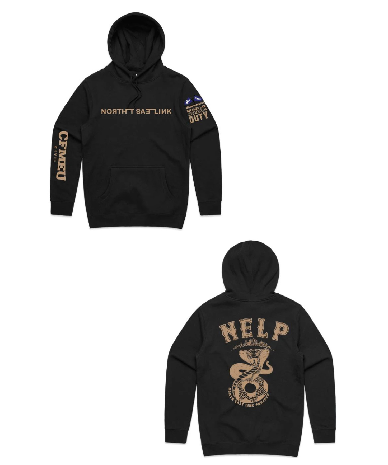 Nelp Round 3 Black Hoodie Cfmeu Shop