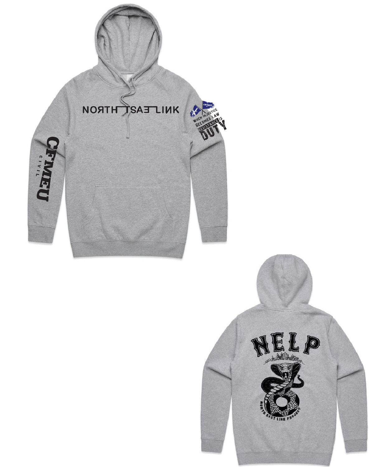 Nelp Round 3 Grey Hoodie Cfmeu Shop