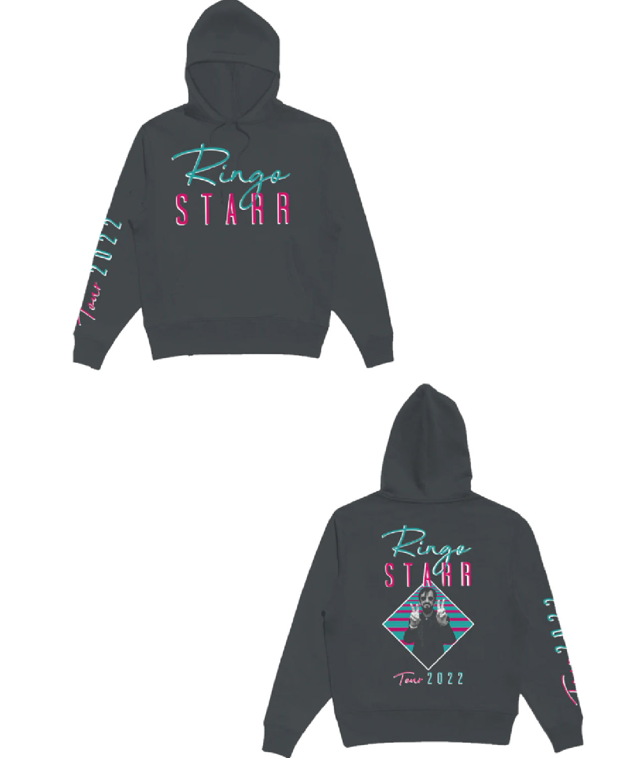 Ringo Tour Pink Teal Charcoal Pullover Hoodie Ringo Starr Shop