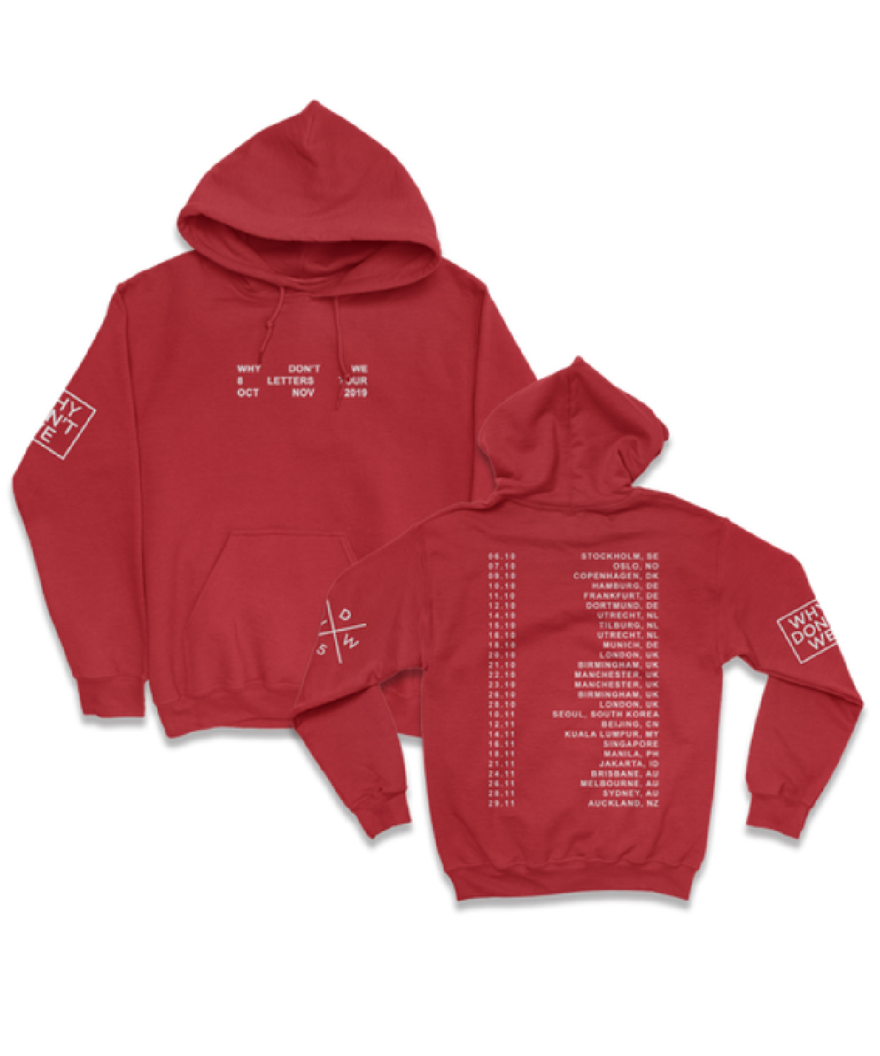 Split Logo Text Red Hoodie Euro Store