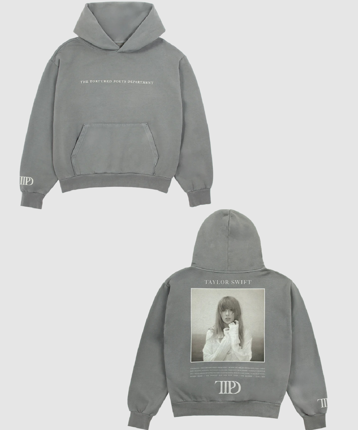 The Tortured Poets Department Gray Hoodie Spotify Taylor Swift Merch