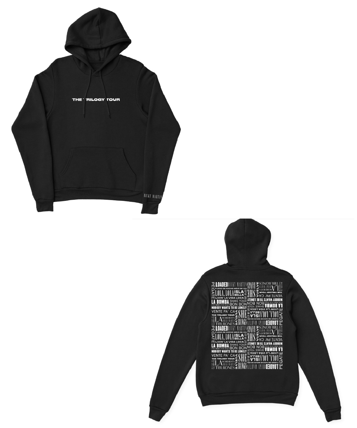 Title Collage Black Pullover Hoodie Ricky Martin Music Shop